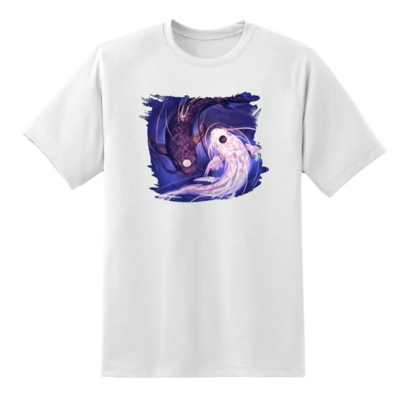 Koi Fish Ying Yang Funny Men's Mens Graphic T Shirts White,3XL