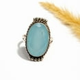 thumbnail image 2 of Natural Chalcedony Gemstone Ring for Women – Vintage Oxidized Silver Handmade Jewelry, Healing Crystal Boho Statement Ring Size US 10.5, 2 of 6