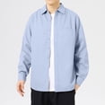 thumbnail image 1 of Blusa y camisa de manga larga con cuello vuelto para hombre, informal, de color liso, con botones, de manga larga y cuello vuelto, de poliéster., 1 of 6