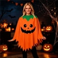 thumbnail image 2 of Rggeeun Adults Cape Halloween Themed Print Pointed Hem Crew Neck Flowy Breathable for Halloween Everyday Wear Basic Capes,Orange,One Size, 2 of 5