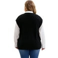 thumbnail image 4 of Agnes Orinda Women's Plus Size Tops V Neck Sleeveless Sweater Ribbed Knit Solid Casual Pullover Sweaters Vest 2X Black, 4 of 5