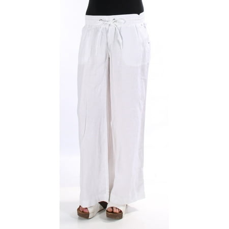 White Womens Pants - INC Womens White Rhinestone, Tie CURVY FIT Wide Leg Pants Size: 4