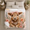 thumbnail image 5 of Garland, Cozy Botanical Garden Scene, Warm Flannel Blanket for Ranch House and Living Room with Detailed Artwork, Animal Lovers Birthday Gift, Playful Home Decor, 5 of 9