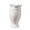 thumbnail image 1 of Jarrón de cerámica blanca con relieve minimalista, moderno y decorativo, con boca ondulada, para oficina, estante, mesa de comedor, centro de mesa., 1 of 8