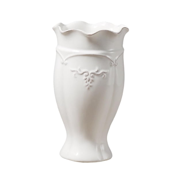 Jarrón de Flores de Cerámica en Relieve, Moderno Jarrón de Blanca para Decoración de Mesa.
