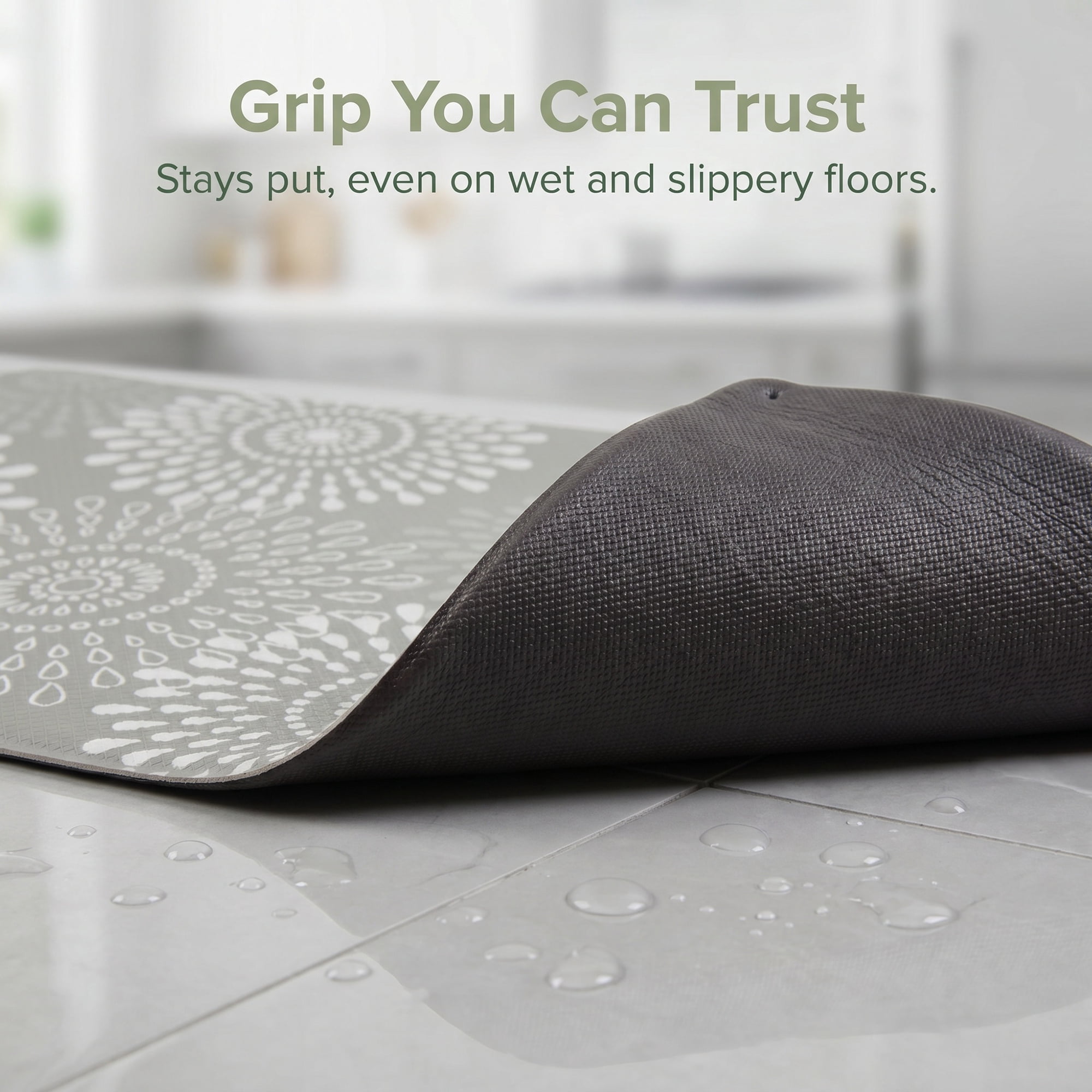 Unique Bargains Cushioned Waterproof Non-Slip Standing Mat Khaki 30" x 17"