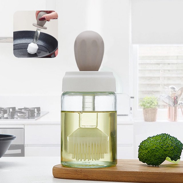 TIMIFIS Kitchen Bottle Brush Brush Oil Bottle Home Kitchen High Temperature Quantitative Glass Oil Bottle Barbecue Baking Special Food Grade Oil Brush Kitchen Gadgets