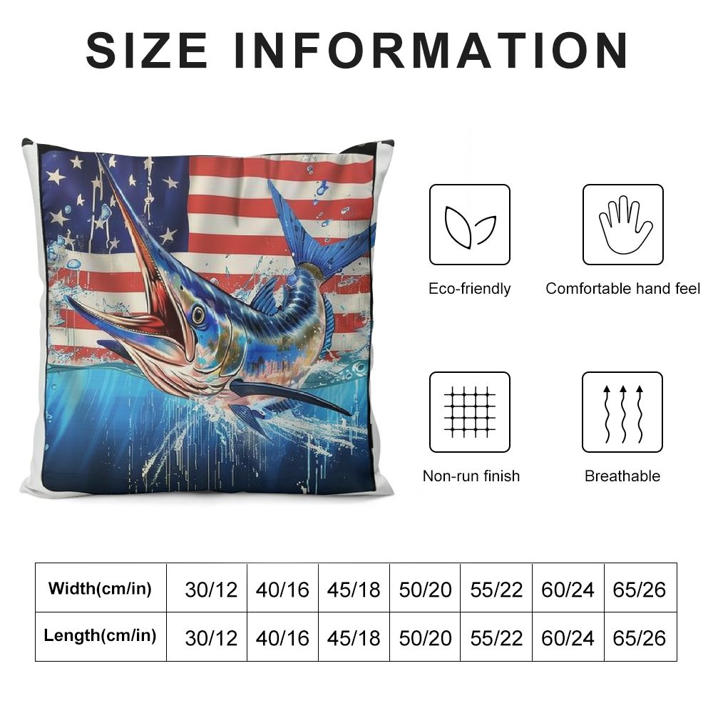 Cuscino Decorativo Fish Marlin – 30x40 Cm, Tessuto Interno/esterno, Antistrappo, Made In USA