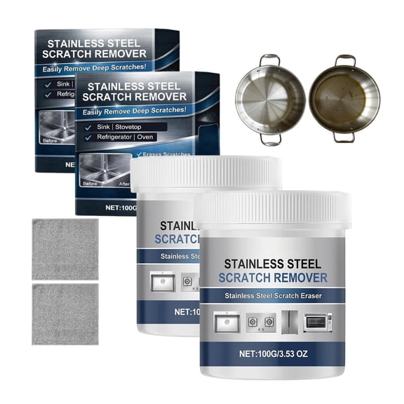 Stainless Steel Scratch Remover Kit, Stainless Sink Restorer, 2026 New Multi-Purpose Stainles Steel Scratchs Removers Paste for Kitchen, Fridge Scratch Remover-for Oven, Appliances, Sink, Cook (2Pcs)