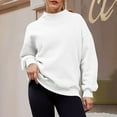 thumbnail image 7 of Oversized Sweatshirts Women Split Mock Crew Neck Plain Pullover Tops Long Sleeve Loose Casual Fall Winter Clothes (L, White), 7 of 7