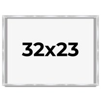 32x23 Frame Silver Whitewashed Wood Grain Solid Wood Shadow Box | 0.75 Inch Moulding Width | 0.75