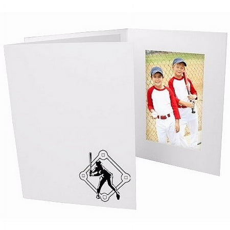 (50 pack) BASEBALL foil br on white cardboard photo folder frame - 4x6