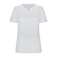 thumbnail image 4 of Delayuji Women's Loose Plus Size V Neck Solid Color Short Sleeved T Shirt Top White Xxxxl Polyester,Spandex Short Sleeve Shirts for Women, 4 of 5