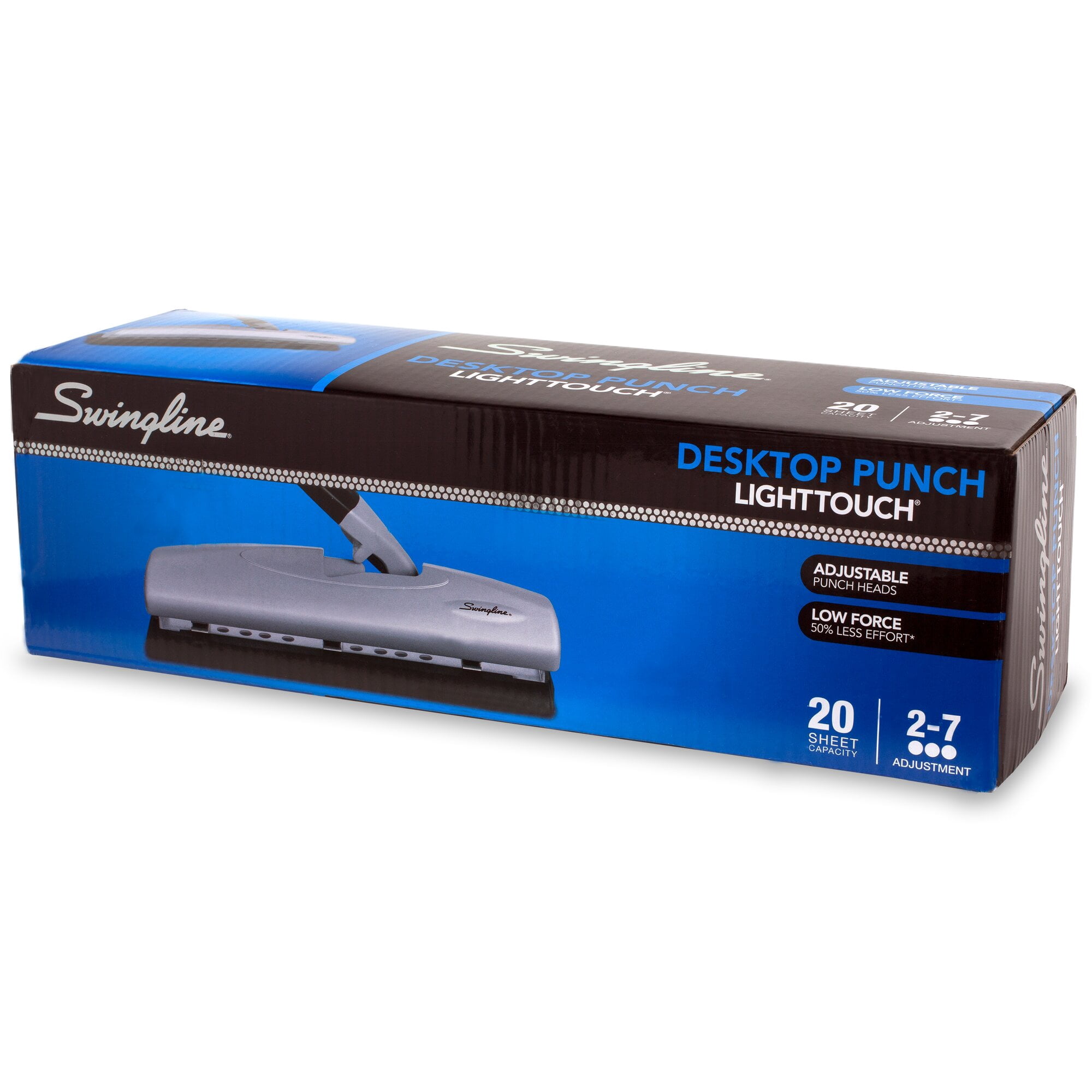 Swingline LightTouch High Capacity Desktop Punch, 2-7 Holes, 20 Sheets