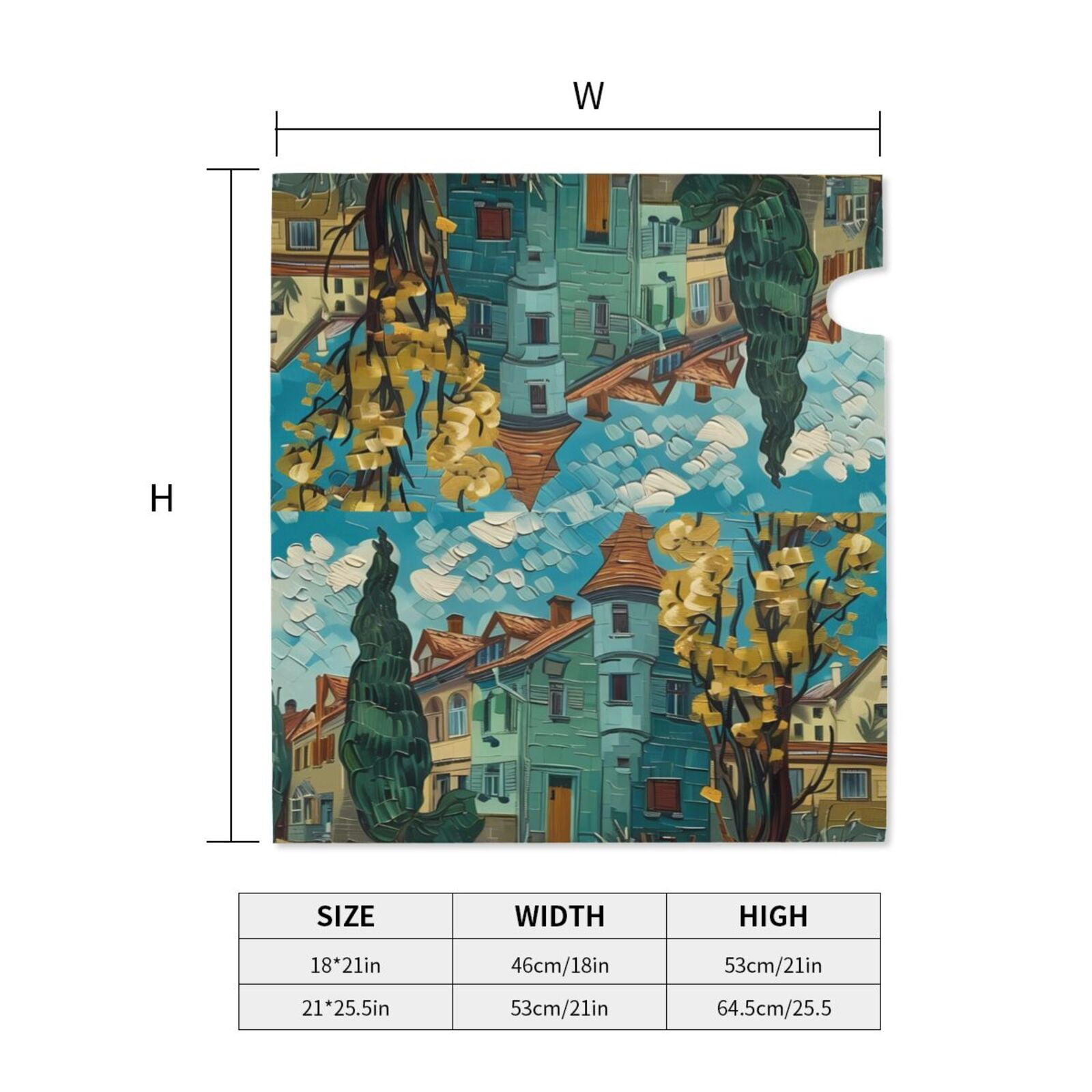 Gukieu Impressionist Village Sky Print Magnetic Mailbox Cover, Sun-proof and Waterproof Home Yard Mailbox Cover-21x18 in