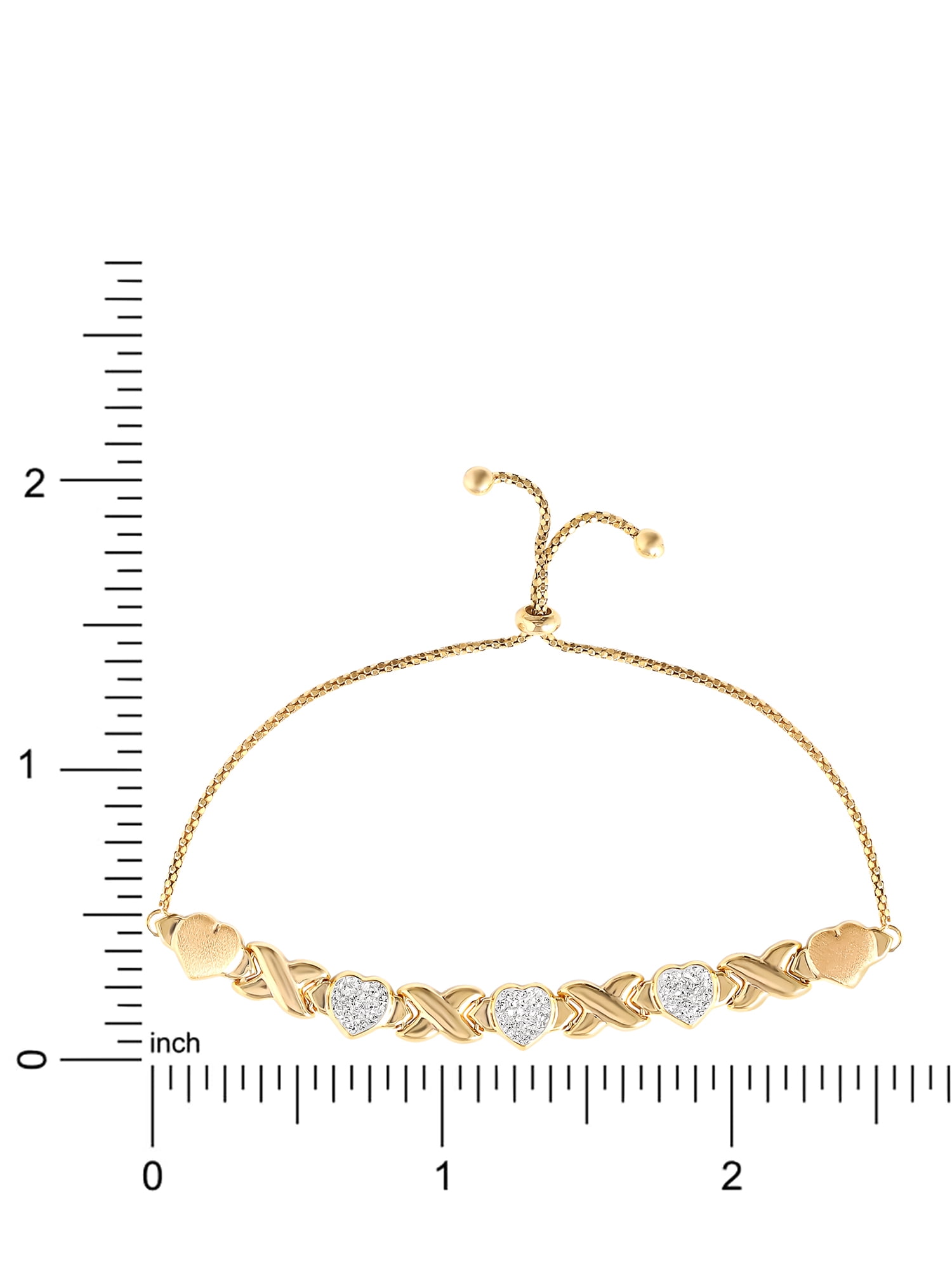 Brilliance Women's Jewelry Gold Plated Sterling Silver Crystal Hugs & Kisses Lariat Bracelet