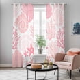 thumbnail image 5 of Coastal Pink Kitchen Curtains 96 Inch Length, Ocean Coral Starfish Shell Modern Sea Grommet Top Bedroom Living Room Curtains, Light Filtering Cafe Curtain Drapes 2 Panels Set 104''x96'', 5 of 9