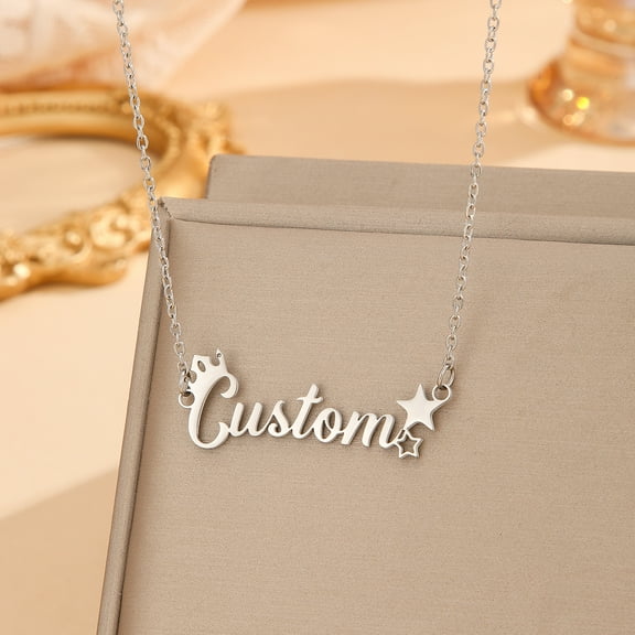 Personalized Custom Name Necklaces Stainless Steel Star Crown Pendant Chain Choker Birthday Party Jewelry Gift for Women