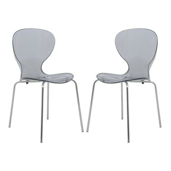 Modern Oyster Transparent Side Chair, Set of 2 - Transparent Black