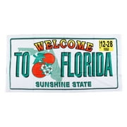 Luxurious - Welcome to Florida License Plate - 100% Cotton Velour Beach Towel  Soft, Absorbent, and Stylish!
