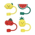 thumbnail image 1 of Mainstays 4-Pack Plastic Straw Topper Set, Lemon, Cherry, Watermelon & Pineapple, Multi-Color, 1 of 6
