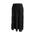 thumbnail image 4 of Wxolcjlv Womens Smocked Waist Tiered Maxi Skirt Crinkle Fabric Flared Skirts, 4 of 4