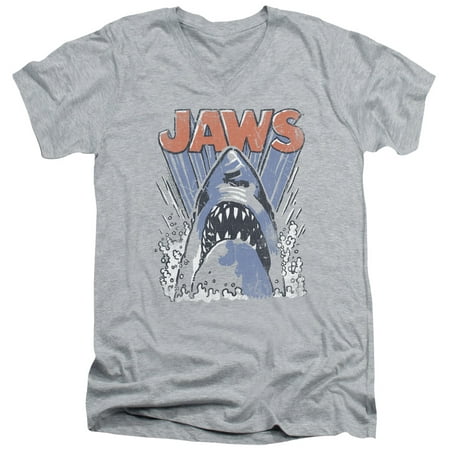 Jaws Shark Horror Spielberg Movie Cartoon Comic Splash Adult V-Neck