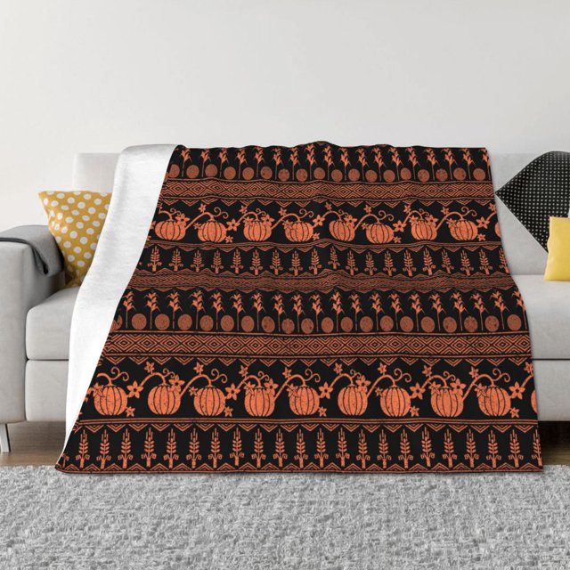Balery Vintage Pumpkin Pattern Manta de Franela con Dibujo, Lujo Ultra Suave y Cálido, Antipelusa y Resistente a las Arrugas para Cama, Sofá, Camping -60"x50"