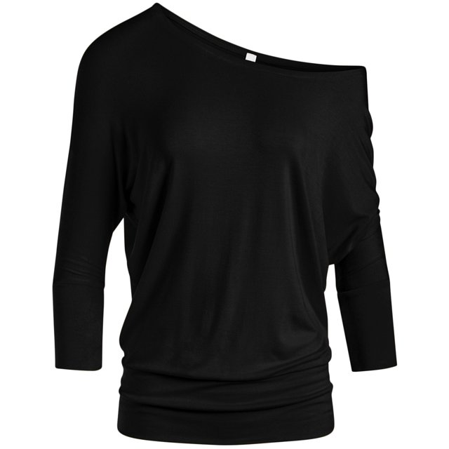 Top Simlu Dolman, manga 3/4, drapeado, cuello redondo y cintura con bandas