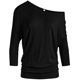 thumbnail image 1 of Top Dolman negro Simlu, camisa negra con alas de murciélago, cuello redondo, hombros descubiertos, camiseta negra con hombros descubiertos (talla mediana, negra), 1 of 6