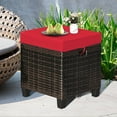 thumbnail image 3 of Patiojoy 2 Piece Outdoor Patio Rattan Ottoman Cushioned Wicker Stools Red, 3 of 7