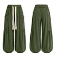 thumbnail image 6 of Women's Boho Corduroy Balloon Harem Pants Corduroy Pants Women Slouchy Straight Leg Trousers with Pockets Casual Wear Fall Fashion Drawstring Pants Army Green XL, 6 of 6