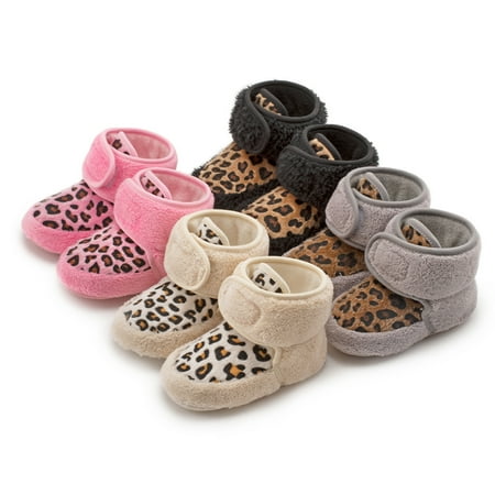

SunSunrise Winter Baby Boys Girls Non-slip Leopard Print Toddler Shoes Warm Soft Sole Boots