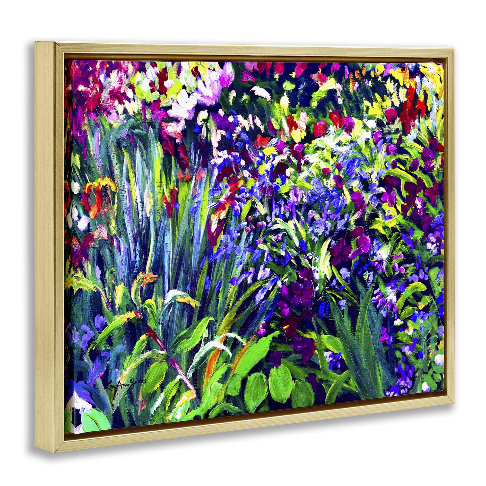 Stupell Industries Vibrant Confetti Garden Gold Framed Floater Canvas Wall Art, design by Lee Ann Zirbes