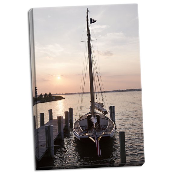 Gango Home Decor Contemporary Sailing Silhouette at Sunset by Karyn Millet (Ready to Hang); One 16x24in Hand-Stretched Canvas