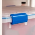 thumbnail image 5 of IRIS USA 44 Qt Storage Box with Gasket Seal Lid, 2 Pack - BPA-Free,  - Heavy Duty Moving Containers with Tight Latch, Weather Proof Tote Bin, WEATHERPRO - Clear/Blue, 5 of 10
