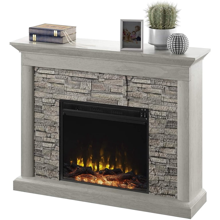 Rustic Grey Stone Fireplace