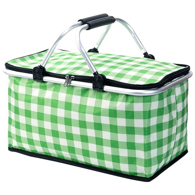 Cesta Picnic para Acampar Bsvklp Refrigerador Aislado 30 Litros Plegable Color Verde