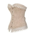 thumbnail image 2 of VASLANDA Women's Lace up Boned Plus Size Overbust Corset Bustier Top with G-String, 2 of 5