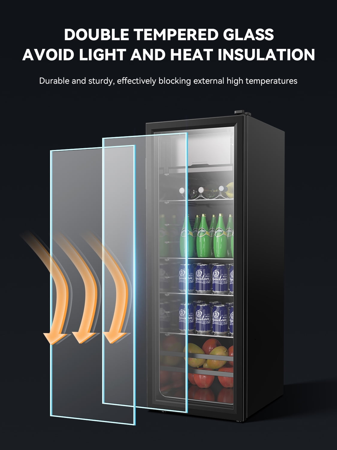 Mini Fridge 155 Can Beverage Refrigerator Cooler, 4.8 Cu.Ft Drink Fridge for Soda Wine Beer, Adjustable Temperature，Black