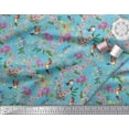 thumbnail image 2 of Soimoi Blue Polyester Crepe Fabric Floral,American Robin & Bluebird Bird Decor Fabric Printed BTY 42 Inch Wide, 2 of 3