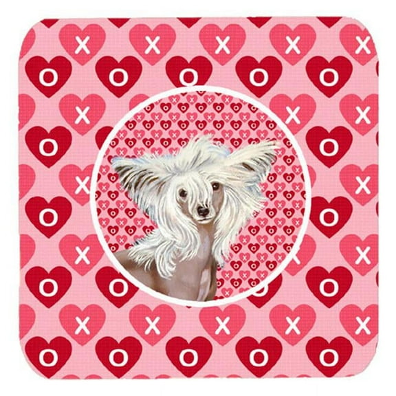 Carolines Treasures LH9167FC Chinese Crested Valentines Love and Hearts Foam Coasters- Set - 4