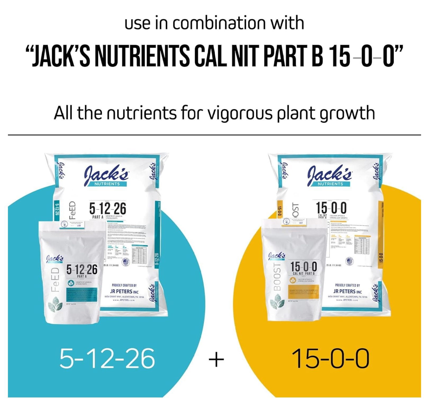 Nutrients 5-12-26 Part A Water-Soluble Fertilizer - Plant Food for Leaf Growth & Strong Roots, 2.2lbs - Hydroponic & Continuous Feed Systems