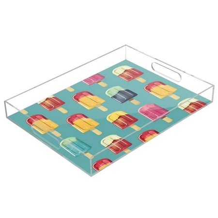 

Acrylic Tray 15.7*11.8*1.9 Inch Transparent Tray Food Tray Tea Cup Tray Serving Trays Cosmetics Storage Kitchen Table Bathroom Sundry Storage Colorful Ice Lolly