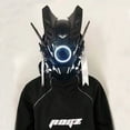 thumbnail image 1 of Casco ciberpunk, máscara genial, máscara de cosplay tecnológica con luz LED, máscara de samurái shinobi, trenzas, rastas, regalo de Navidad para adultos geek, 1 of 5