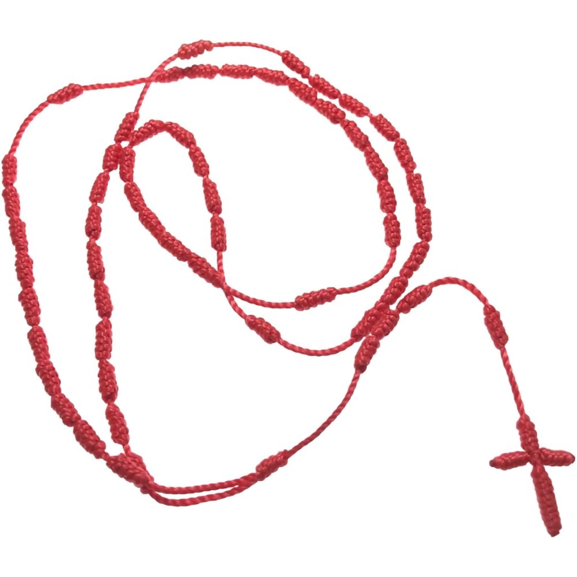 Zephyriana Religious Handmade Rosary Cross Pendant Long Braided String Knotted Catholic Religion Adjustable Colorful Cord Rope Necklace Lucky Protection Keepsake Jewelry for Women Men