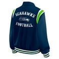 thumbnail image 3 of Women's WEAR by Erin Andrews College Navy Seattle Seahawks Varsity Lightweight Full-Snap Jacket, 3 of 5