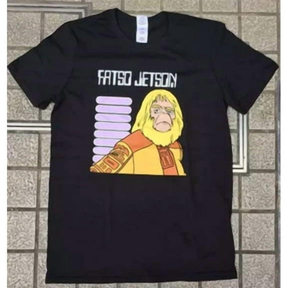 VINTAGE NEW Fatso Jetson Flames For All Short Sleeve Gift Fan Black All Size Shirt PP...