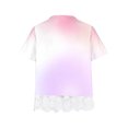 thumbnail image 4 of Diufon Girls Gradient Printed T-Shirts Round Neck Short Sleeve Tees Summer Hem Lace Patchwork Tops, 4 of 4