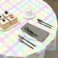 thumbnail image 5 of Easter Tablecloth Round 60 Inch Spring Colorful Buffalo Plaid Table Cloth Washable Polyester Farmhouse Multicolor Checked Table Cover for Home Kitchen Dining Room Party Spring Easter Holiday Decor, 5 of 6